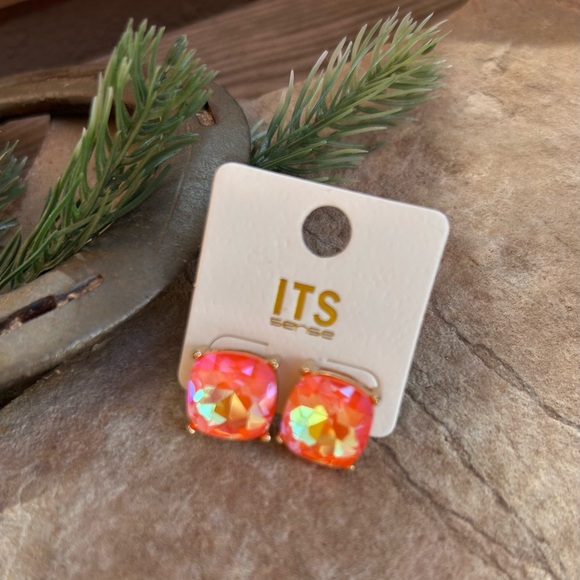 Vibrant Orange Gold Gemstone Earrings New with tags - Picture 4 of 7